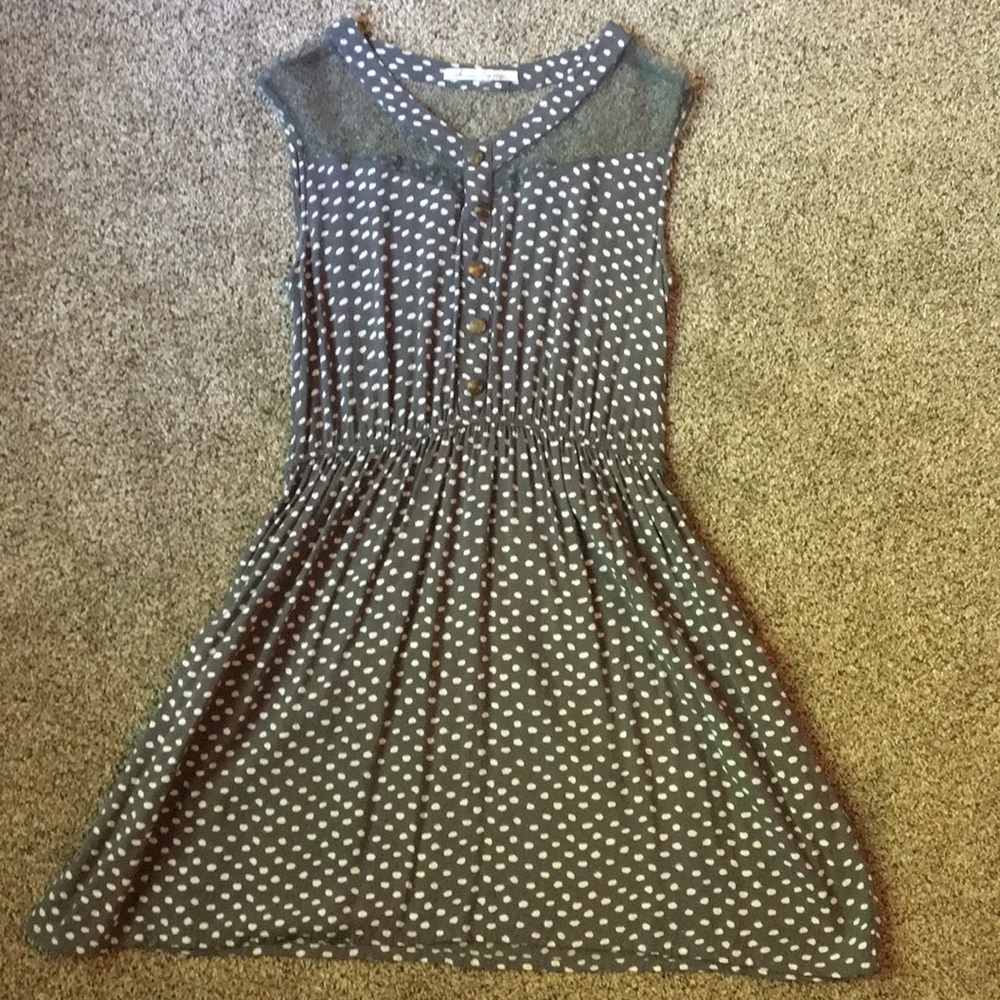 grey and white Polka dot dress
